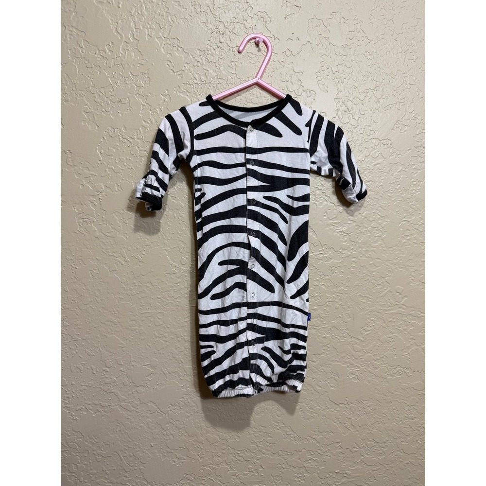 Kickee Pants 0-3 month Bamboo Baby Pajama Gown Sleeper Zebra Print